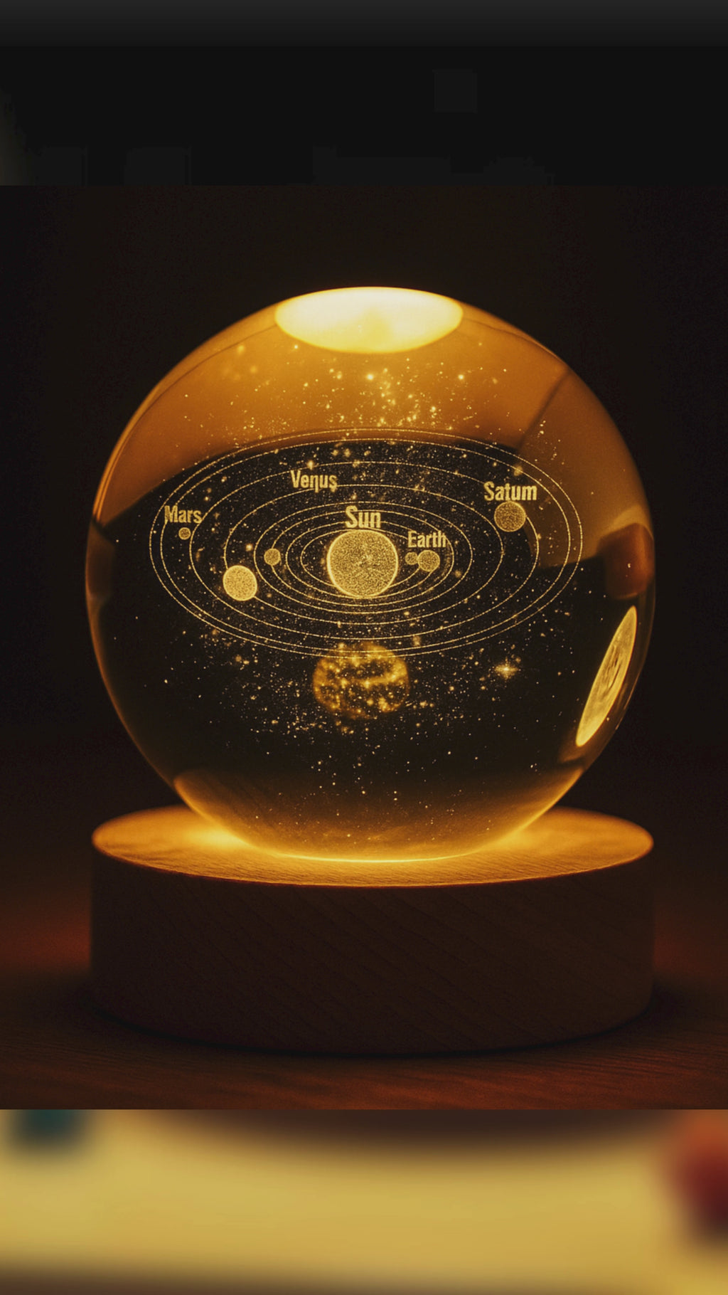 3D Crystal Sphere Night Lamp